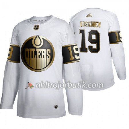 Män Ishockey Edmonton Oilers tröja Mikko Koskinen 19 Adidas 2019-20 Golden Edition Vit Authentic